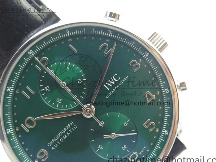 MIROTIME 0410 Elegant Portuguese IW371615 ZF 1:1 Best Edition SS Green Dial on Black Leather Strap A96355 V 7081